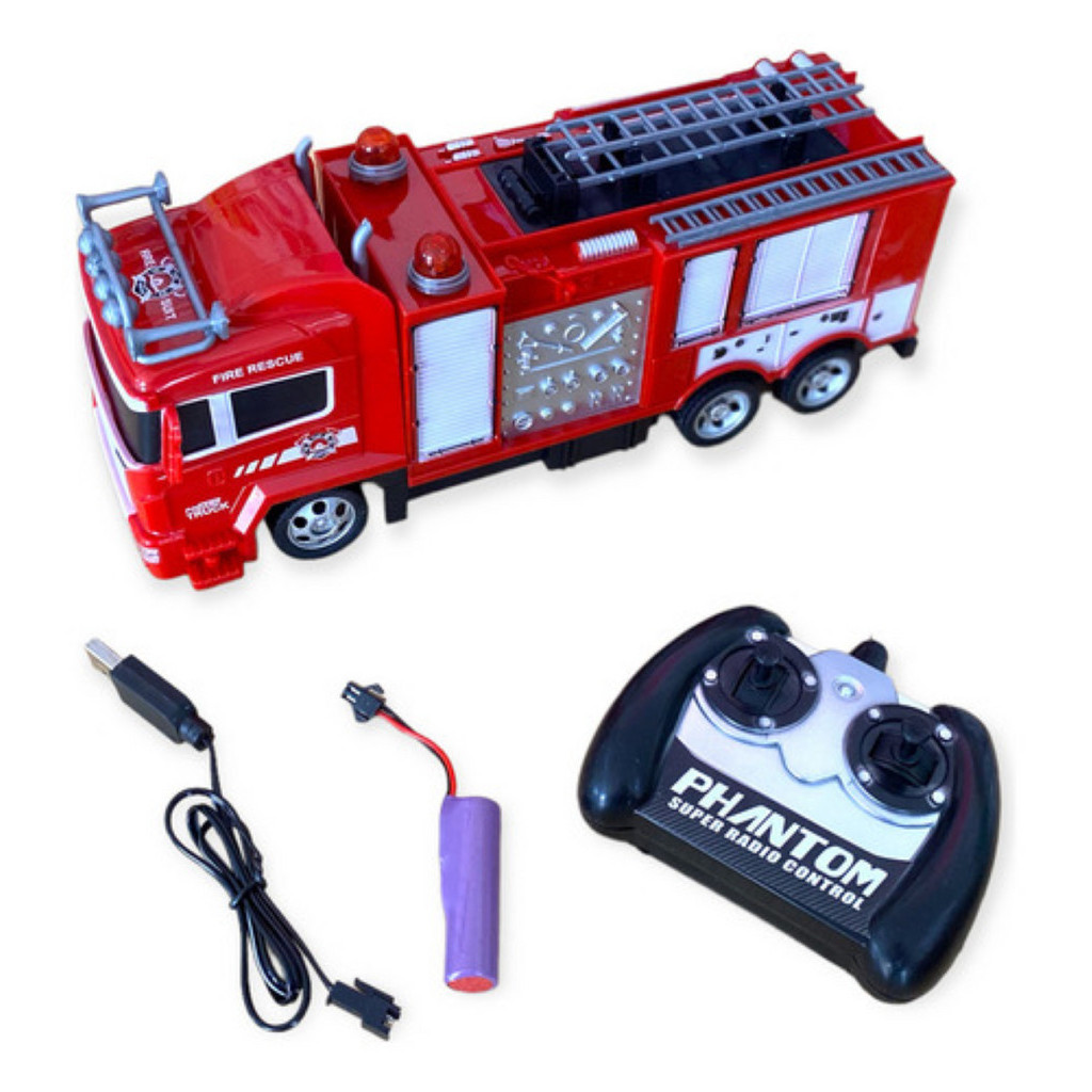 Caminhão Brinquedo Controle Remoto Recarregavel Super Truck Bombeiro
