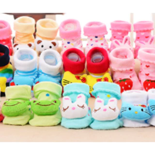 Kit 8 Pares de Meias Infantil Bebê Pantufa 3D Bichinho Meia Recém Nascido/Menina/Menino RN