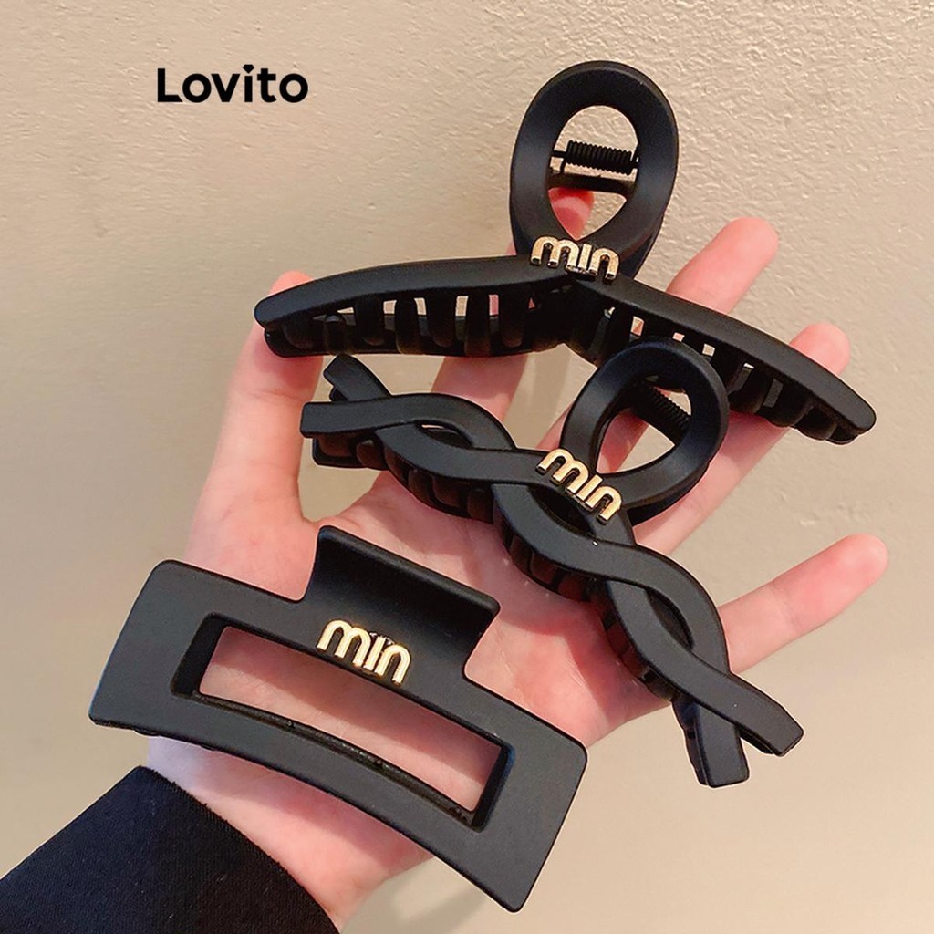 Lovito Elegante Presilha de Cabelo Feminina Mesmo Estilo de Celebridade da Internete Estampa de Letra Requintada Deslocamento LFA11518