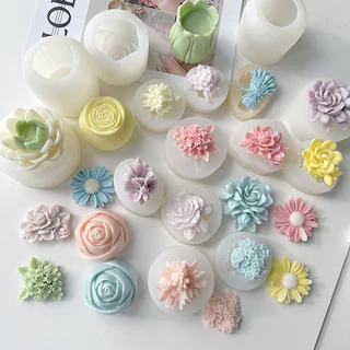 Moldes De Velas De Silicone Para Flores Multi-Estilo Molde Sabonete Rosa 3D Fundição De Resina Artesanato Diy Chocolate Ferramenta Assar Cubos De Gelo