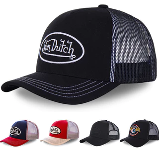 Von Baseball Cap Carta Proteção Solar Malha Bordado Holandês Trucker Hat Temu