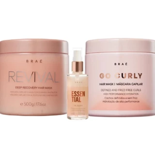 Braé Kit Mascara Revival Go Curly Oil Blend Trio Salon (3 Produtos)
