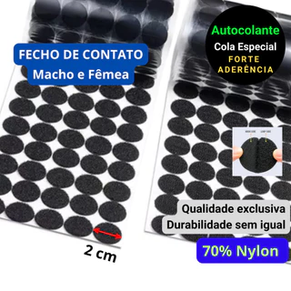 2 cm Fecho De Contato Autocolante Adesivo Redondo Preto Bolinha de velcro 20mm Cola Extra Forte Premium
