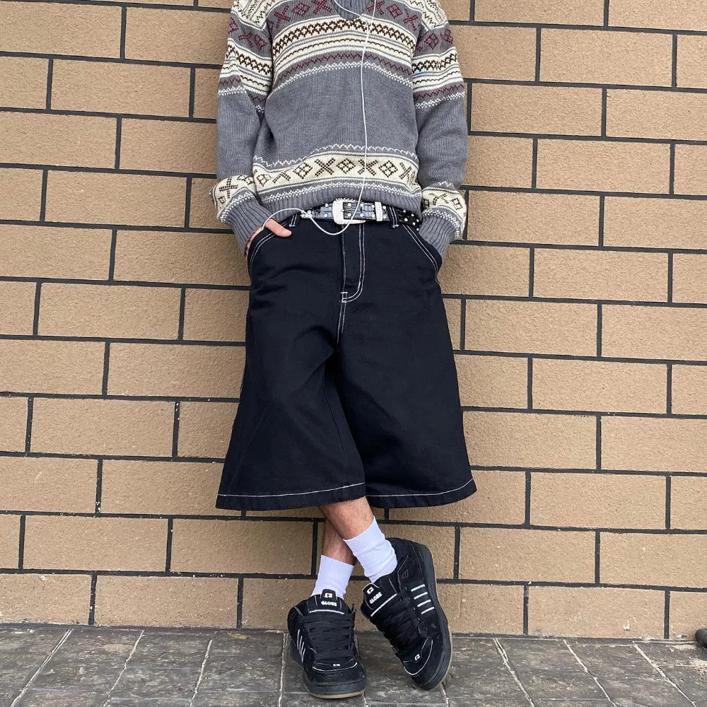 Wexwear Marca Da Moda Vintage Baggy Jeans Calções De Ganga Homens