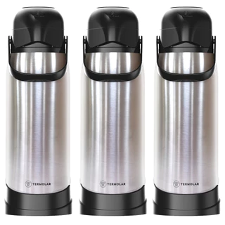 3 Garrafa Térmica 100% Inox 1.9L R-Evolution Café Chá Leite Termolar em Oferta na Shopee