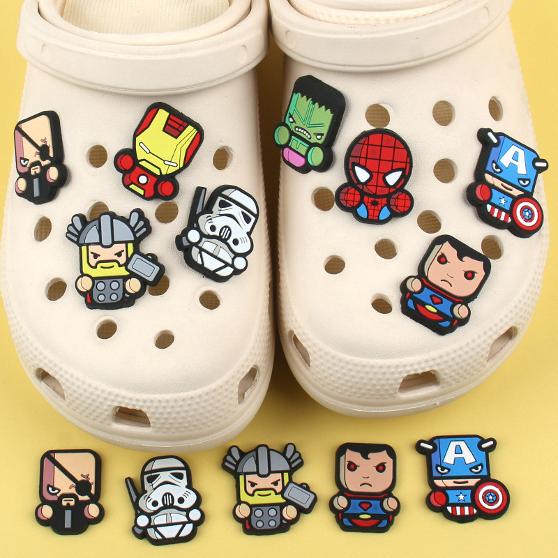 Desenho Animado Deadpool Jibbitz Vingadores Sapatos Encantos Jibitz croc Pin Jibbits Crocks Homens Acessorios Decoracao