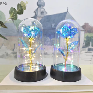 PFG Flor De Folha De Luz LED Flores Artificial Rosas Nocturnas Lâmpada Valenes Presente De Dia Para Namorada Rosa Eterna Decorativo De Casamento FG