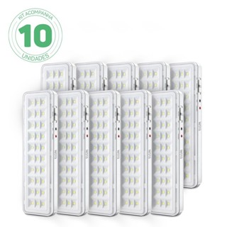 Kit 10 Luminárias de emergência 30 Leds branca - Elgin (110V/220V)