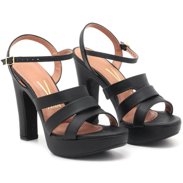 Sandália Vizzano Pelica Tiras Salto Alto Meia Pata Feminino - 6292.259 - Preto