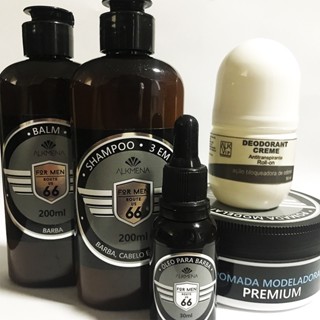 Kit Shampoo, Balm, Óleo para barba, Fixador Translucida e Desodorante - Route US 66 - Alkmena M-10