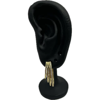 Brinco Semijóia Argola Cravejada Zirconia Banahdo à Ouro