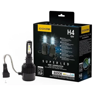Lampada Super Led H4 8000K 6400 Lumens Code New Generation 24W Corte Preciso Maior Alcance com chip CSP FLIP