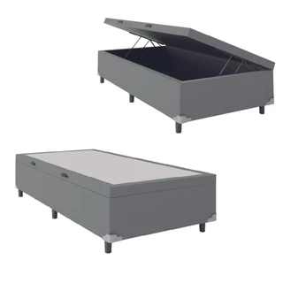 Cama Box com Baú Solteiro 0,88m com 41cm de Altura Prince Cinza