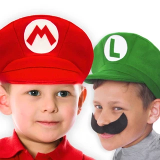 Boina / Chapéu / Boné Super Mario Bros e Luigi com bigodes