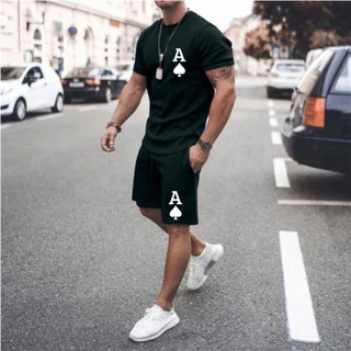 Conjunto Masculino Camiseta + Bermuda Kit De Espadilha Espada Baralho KF