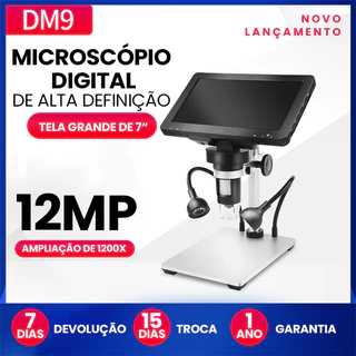Microscópio Digital com Tela 7 Polegadas 1080p LCD Amplia 1200x DM9
