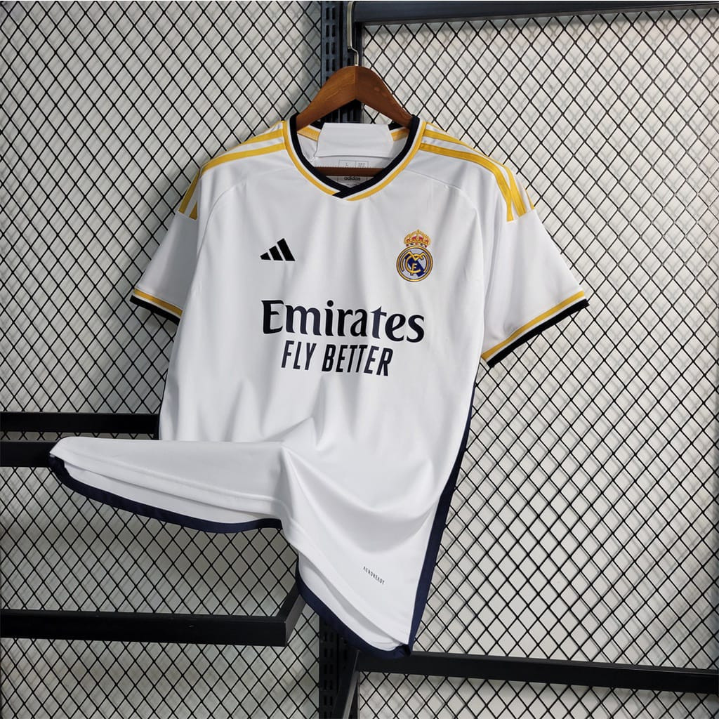 CAMISA DE TIME REAL MADRID BRANCO OURO 2024