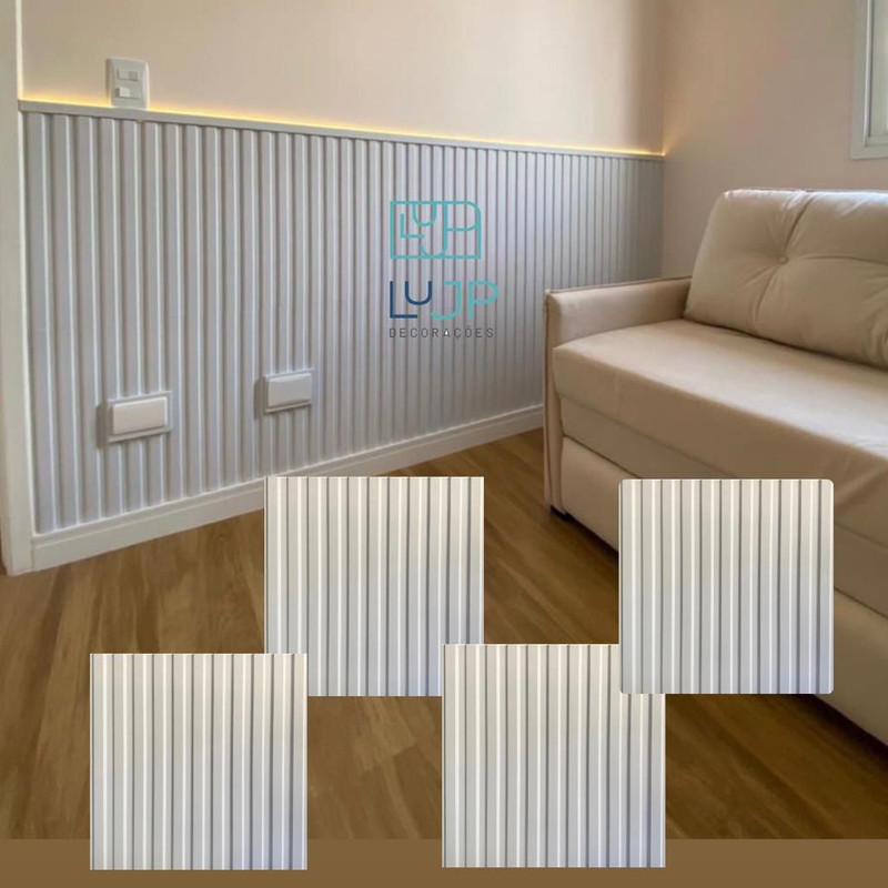 8 placas painel ripado revestimento 3d parede relevo 50x50cm casa ...