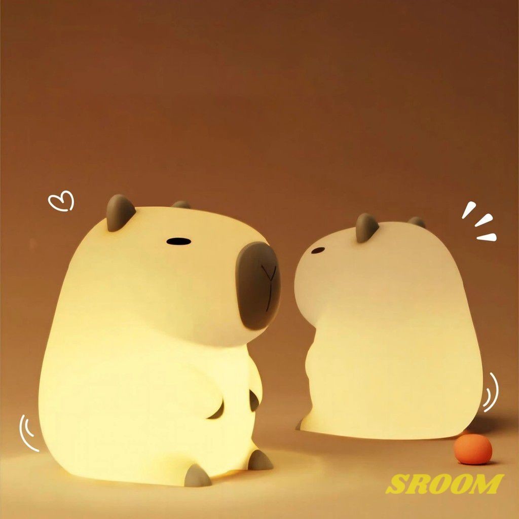 Capivara silicone luz da noite bonito animal recarregável lâmpada brilho ajustável tempo recarregável sono noite lâmpada para crianças quarto s