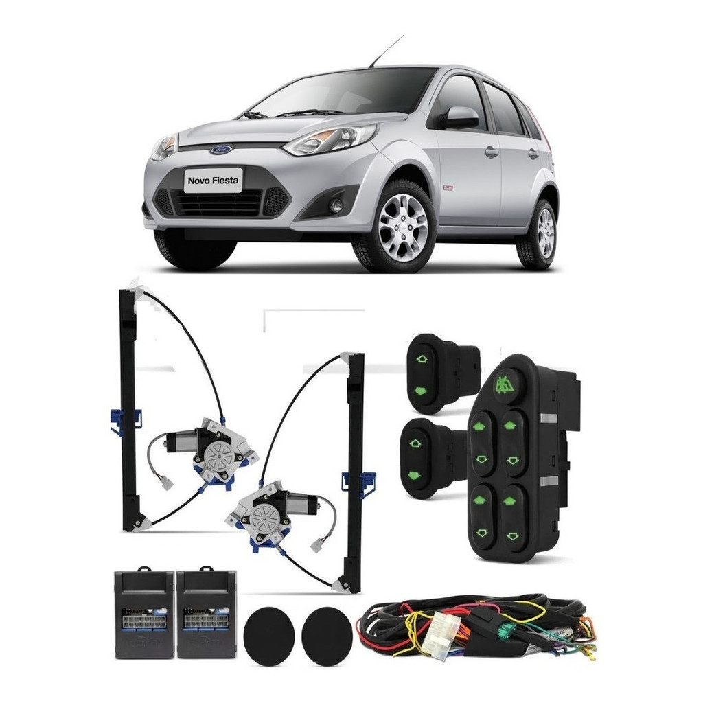 Kit Vidro Eletrico Ford Fiesta 03 A 14 Traseiro Com 2 Modulos