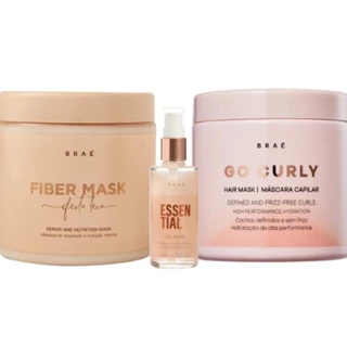 Braé Kit Mascara Fiber Go Curly Oil Blend Trio Salon (3 Produtos)
