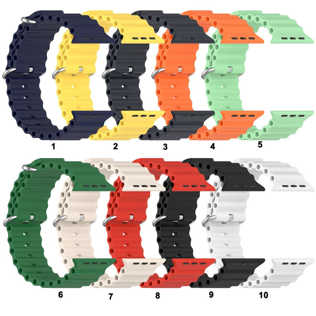 Pulseira de relógio de Smartwatch PretoPalha De Silicone Ocean Straw Capaz Para Relógio Apple Série 8 7 Ultra Replacement 42mm 44mm 45mm