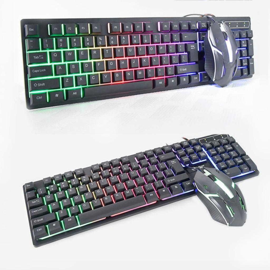 Kit Teclado Semi Mecânico e Mouse Óptico Gamer com Led RGB | Shopee Brasil