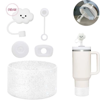 5pcs Tampa De Cobertura De Palha , Quadrada E Redonda De Vazament Conjunto de capa de silicone para garrafa e canudos à prova de poeira de 8 mm Capa protetora para garrafa de água Acessórios para garrafas de água Quencher Acessórios De Copo Tyeso SUGAW