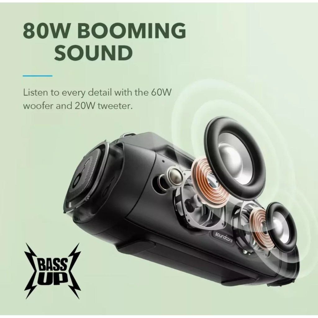 Caixa De Som Portátil Soundcore Anker Motion Boom Plus 80w