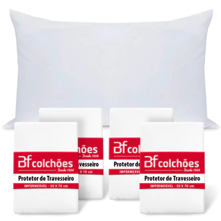 Kit 4 Capa Protetor Travesseiro Impermeável Ziper 50x70 BF Colchões