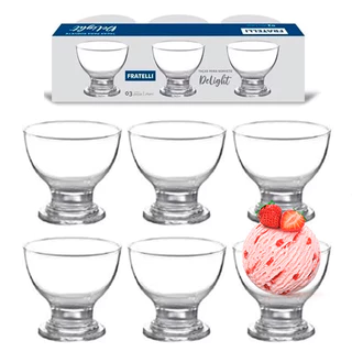 KIT de Taças Sobremesa Sorvete Pudim 264ml Vidro Delight
