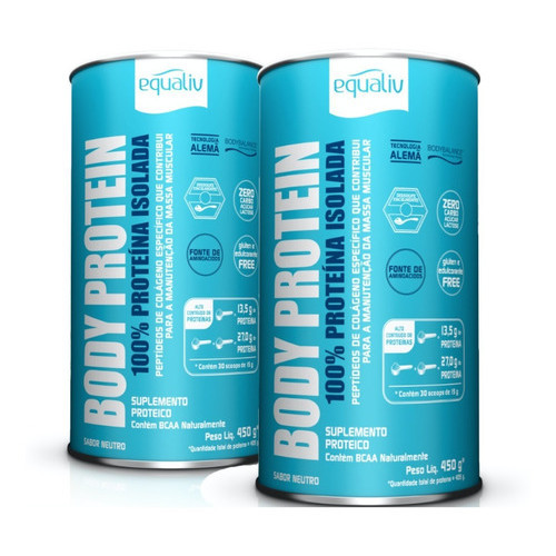 Kit 2x Body Protein Neutro 450g EQUALIV | Shopee Brasil