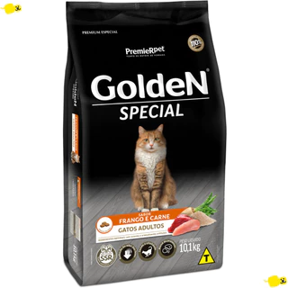 Alimento Golden Special 10,1Kg Ração Gato Adulto Saudável Sabor Frango e Carne Premium Especial Cat