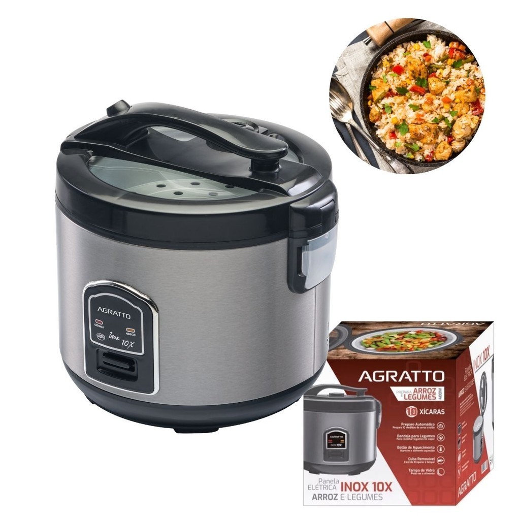 Panela Elétrica Inox De Arroz Legumes Visor Vidro 127V/220V