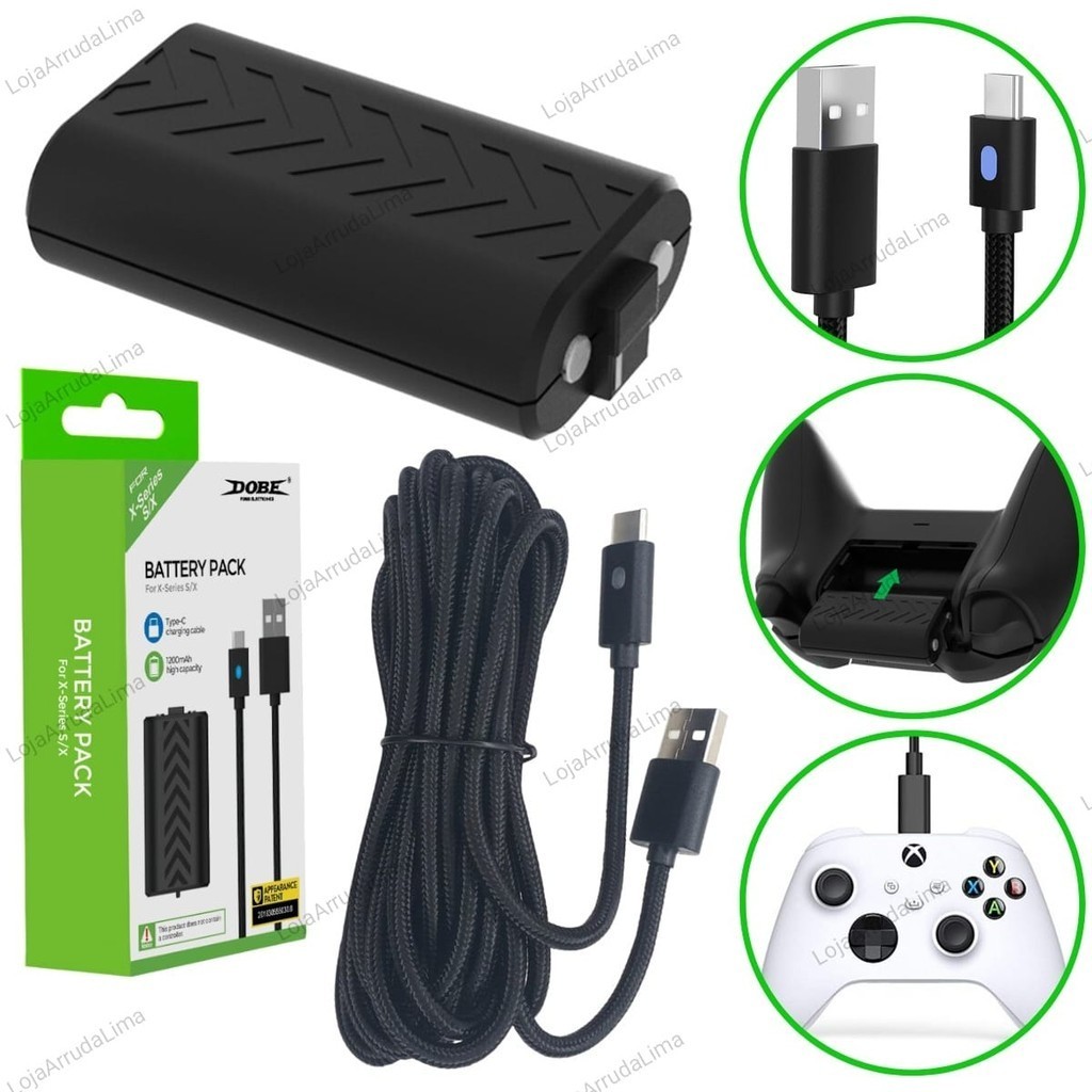 Kit Bateria Recarregável + Cabo Tipo C 3m Para Xbox Series S | Shopee ...