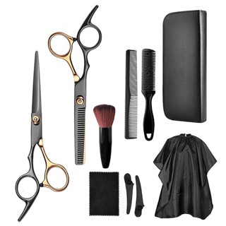 Kit Barbeiro Tesoura Profissional P/Cortar Cabelo Pente