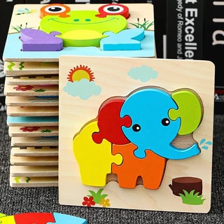 Quebra-Cabeça De Madeira 3d Em Forma De Tangram/Desenho Animal/Intelligence/Child/Educational em Oferta na Shopee