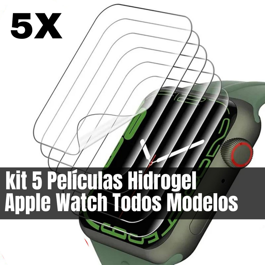 Kit 5 Películas De Hidrogel Para Apple Watch, Protetor De Tela Para Smartwatch Apple Watch Serie 9, 5, 6, Se, 3, 2, 1, 40mm, 44mm, 42mm, 38mm, 49 Milímetros Ultra, Serie 7, 8, 41 Milímetros, 45 Milímetros Relógio