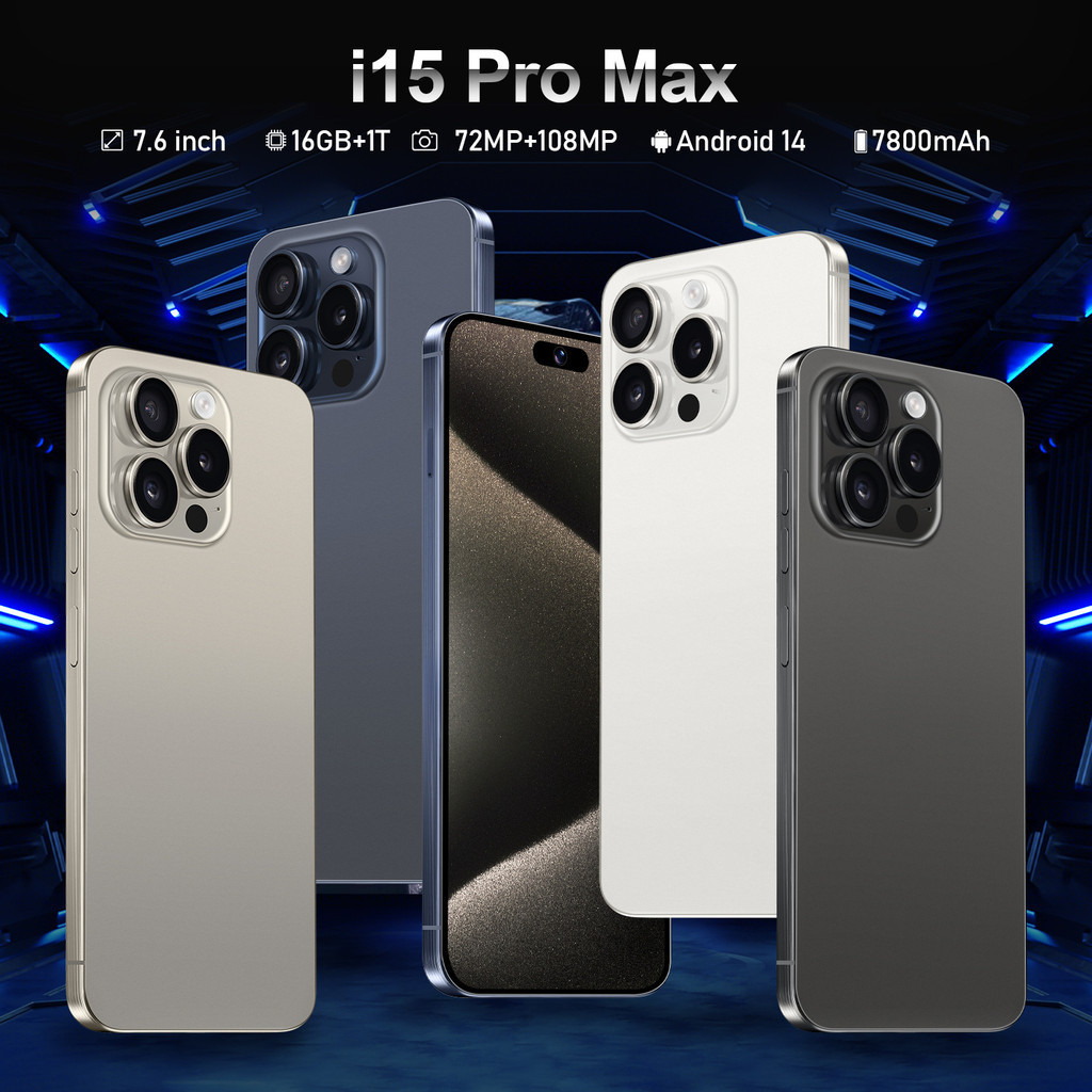 i15 Pro Max Smartphone 12GB + 512GB HD Câmera 7,5-Polegadas Dual SIM 5G WiFi Standby Telefone Celular Barato-GoodLuckGift