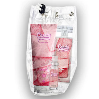 Perfume 55ml + Hidratante 200g + Perfume de bolso + Necessaire - Essência Chiclete Candy