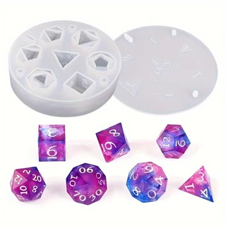 Moldes De Dados De Resina De 1 Peça , DND Silicone Para , 7 Cavidades Borda Afiada Poliédrico Fundição Epóxi Mesa Padrão Jogo Amantes Do Presente
