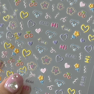 Adesivos urso dos desenhos animados padrão adesivos de unhas manual decoração de mesa multifuncional