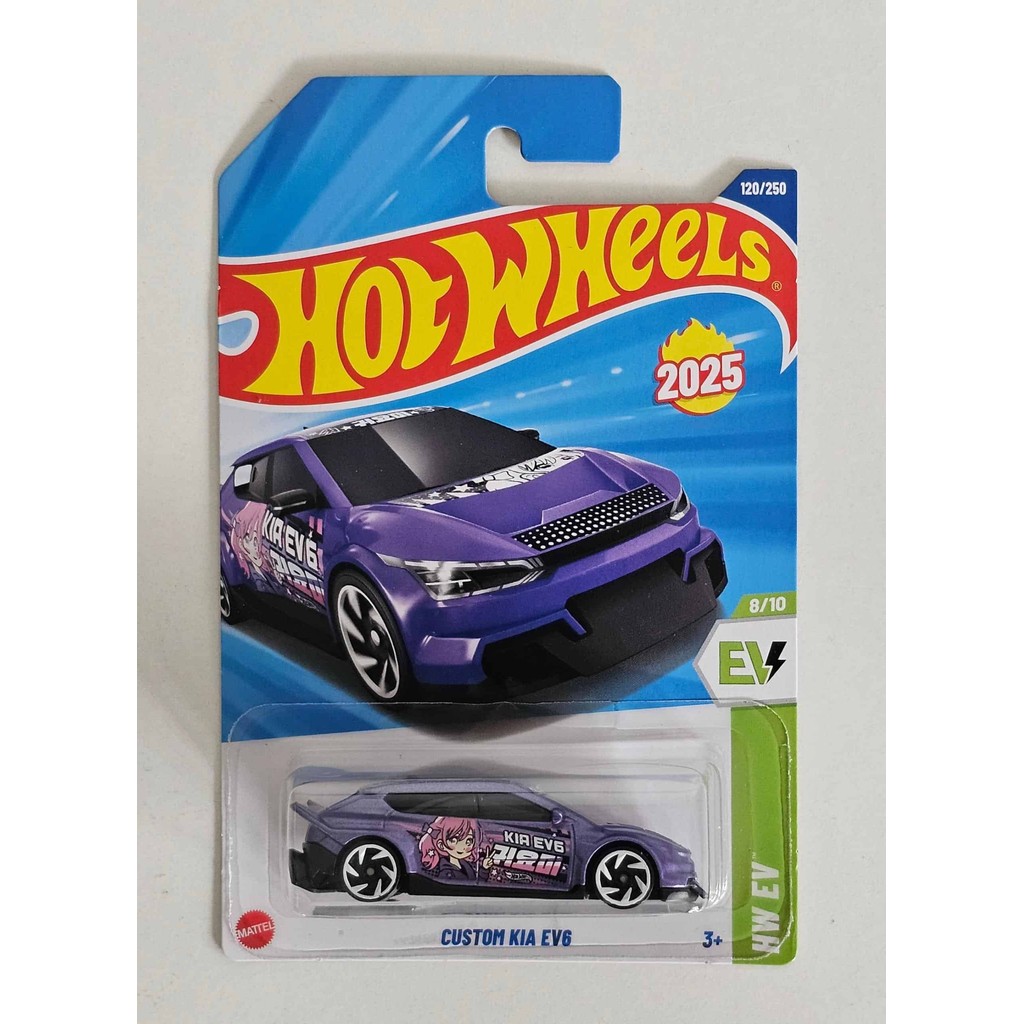 Hot Wheels – Kia EV6 Personalizado – HW EV 8/10 – Tarjeta Corta – Metálico Púrpura – Mattel 2025 – Escala 1:64