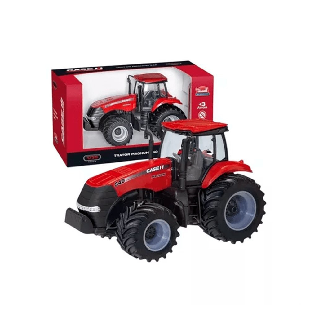 Trator Brinquedo Miniatura Magnum com Pneu de Borracha Construções e Agricultura