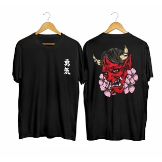 Camiseta Masculina 100% Algodão 30.1 30.1 em Algodão 30.1 Moda Streetwear Japones Oniclay Bunga Demonio Flores Promoção Envio Já