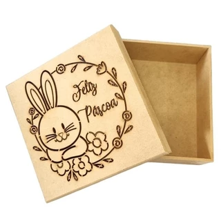 Caixa de Pascoa Coelho c/ Flores Bombons Chocolates MDF cru em Oferta na Shopee