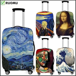 Ruomu novo Van Gogh Mona Lisa capa de mala impressa Spandex elástica capa de mala grossa capa de pó