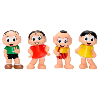 Kit Coleção 4 Bonecos Turma Da Mônica Cebolinha Magali Cascão Zippy Toys Vinil Macio Original 18cm