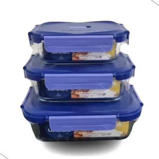 Kit 3 Potes Vidro Hermético Mantimentos Marmita Premium Lyor
