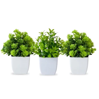 Planta Artificial Arranjo Suculentas com Vaso 3 Unid decoração